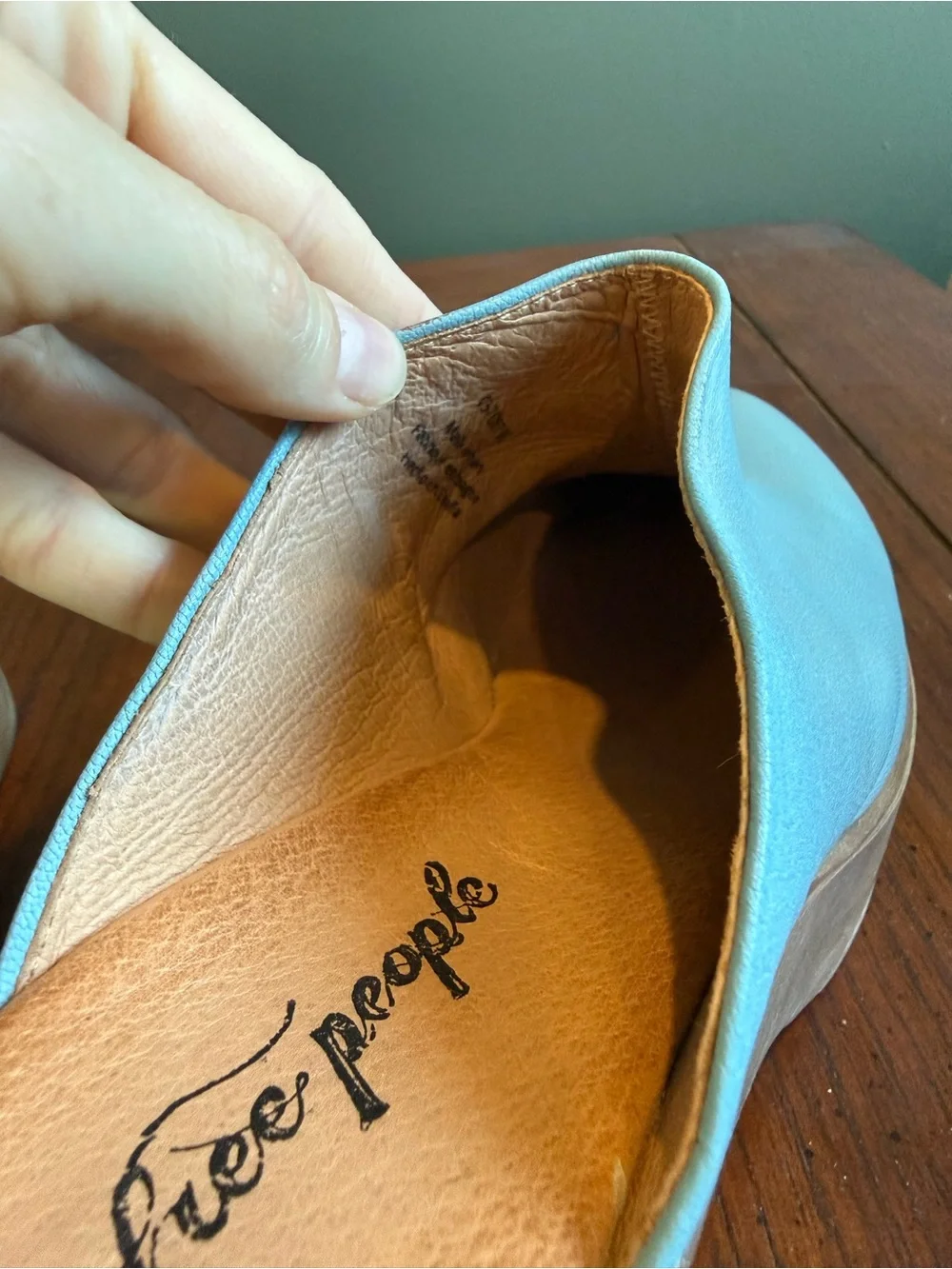 Free People -Suki Platform Clogs - Light Blue Leather Platform Clogs - Picture 7 of 7